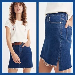 Madewell Denim Skirt Mini Stretch Straight Step Hem Size 23 XXS